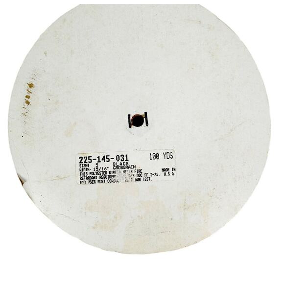 15/16" Black Grosgrain Ribbon Size #5 100% Polyester 100 Yards/Roll Almost Full - Picture 2 of 3